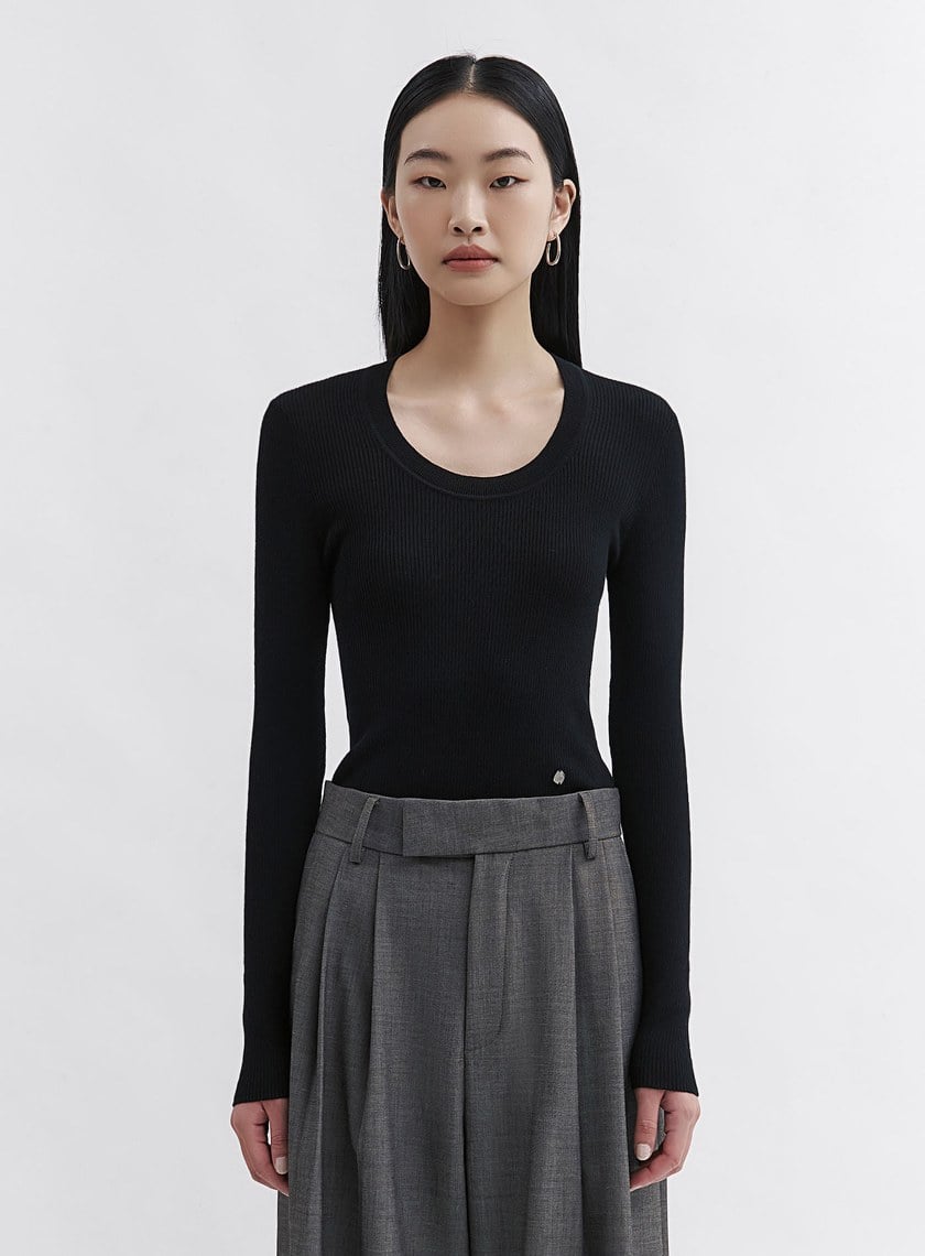 可機洗羊毛圓領針織衫