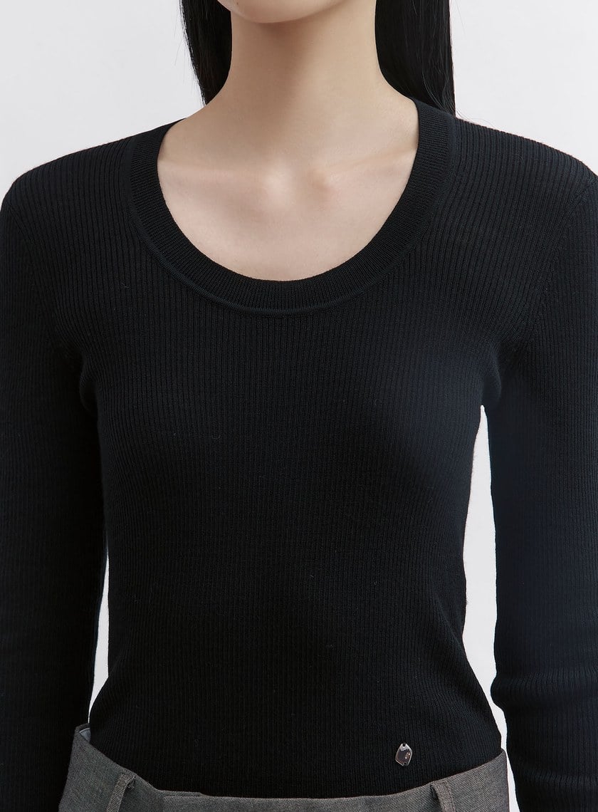 可機洗羊毛圓領針織衫