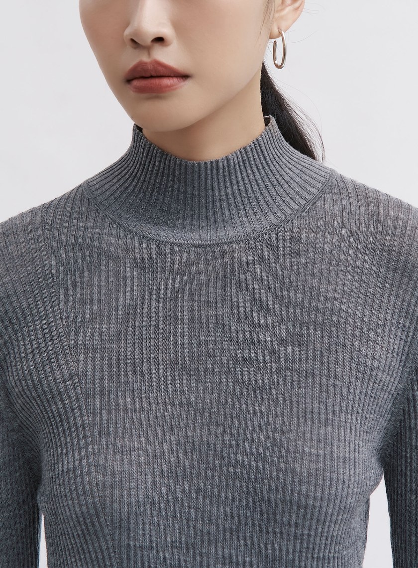 可機洗羊毛半高領針織衫