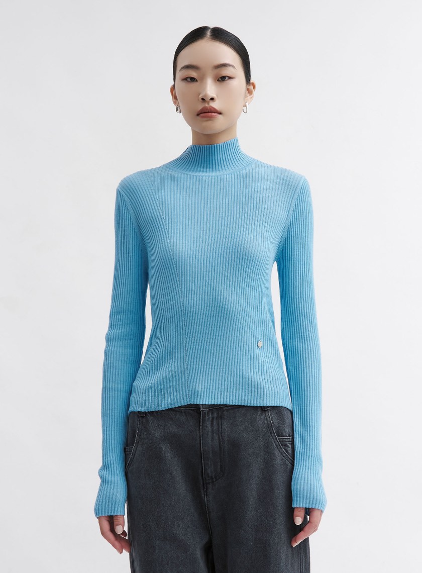 可機洗羊毛半高領針織衫