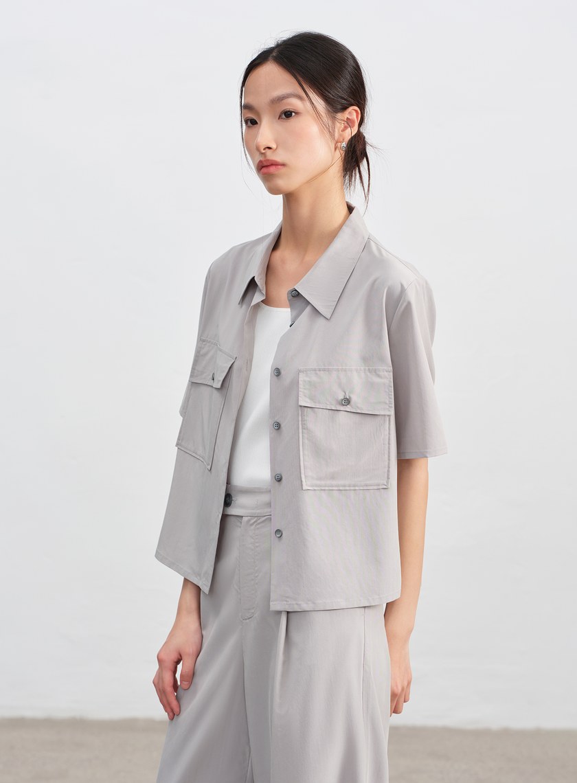 工裝涼感天絲襯衫