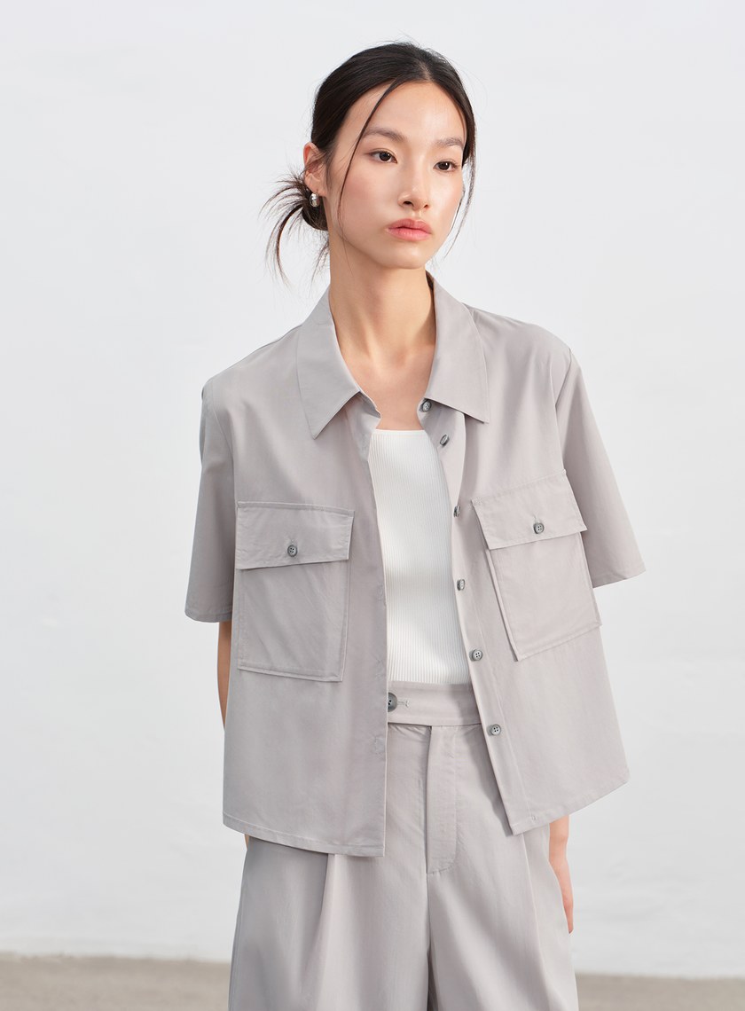 工裝涼感天絲襯衫