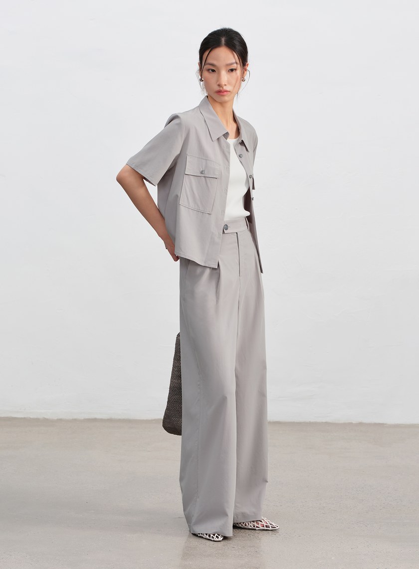 工裝涼感天絲襯衫