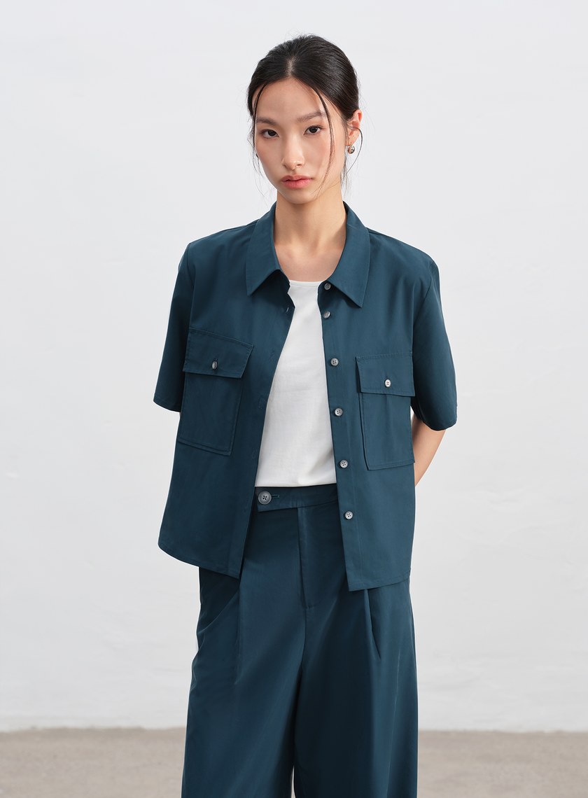 工裝涼感天絲襯衫