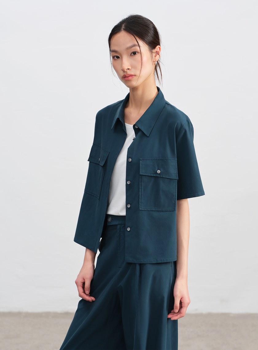 工裝涼感天絲襯衫