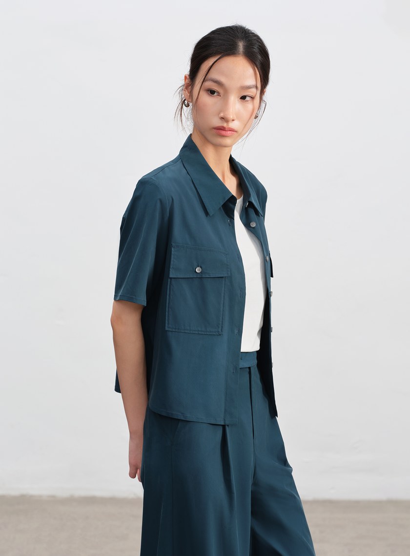 工裝涼感天絲襯衫