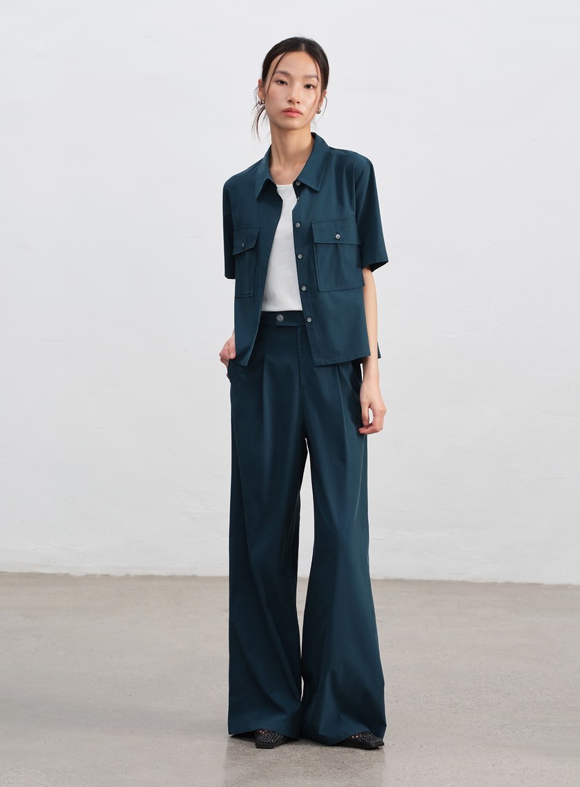 工裝涼感天絲襯衫