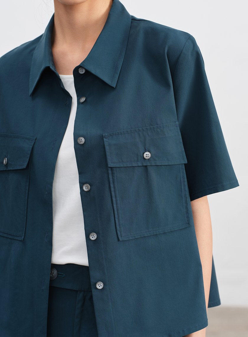 工裝涼感天絲襯衫