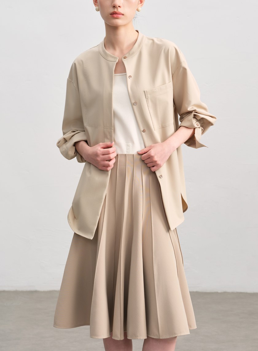 復古寬版刺繡襯衫