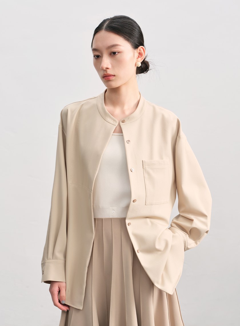 復古寬版刺繡襯衫