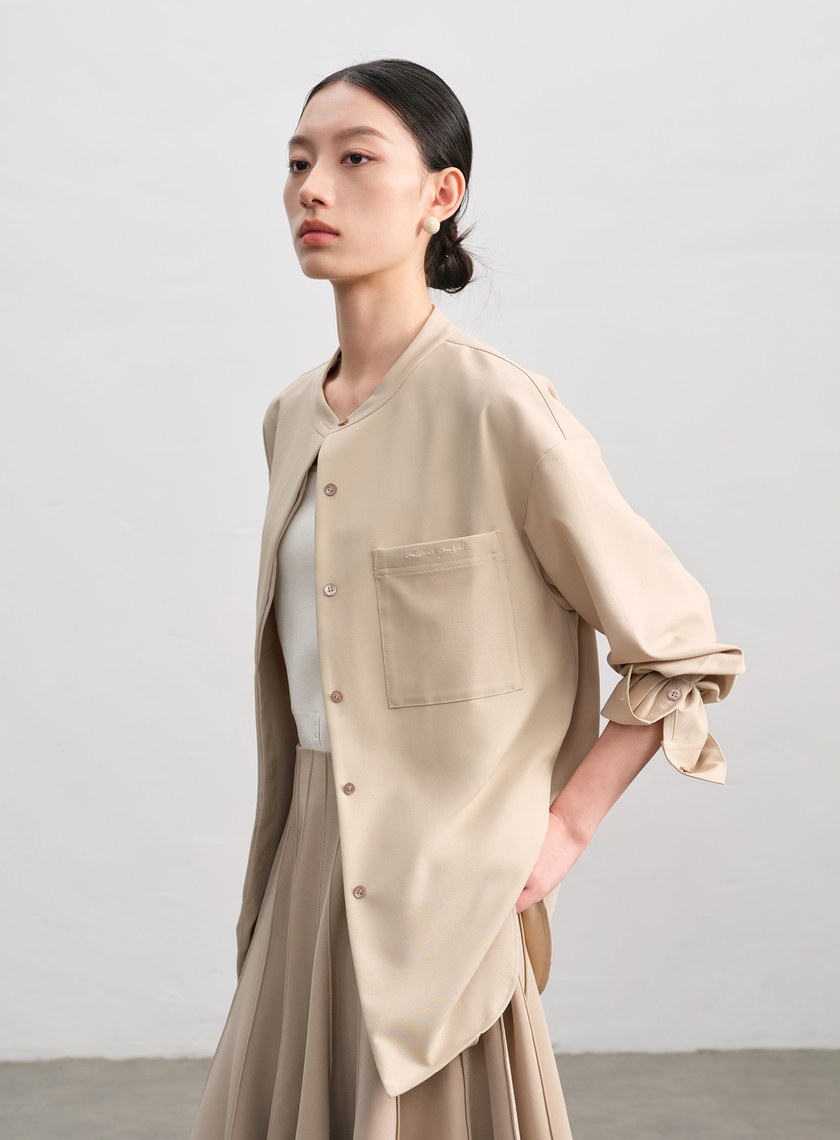 復古寬版刺繡襯衫