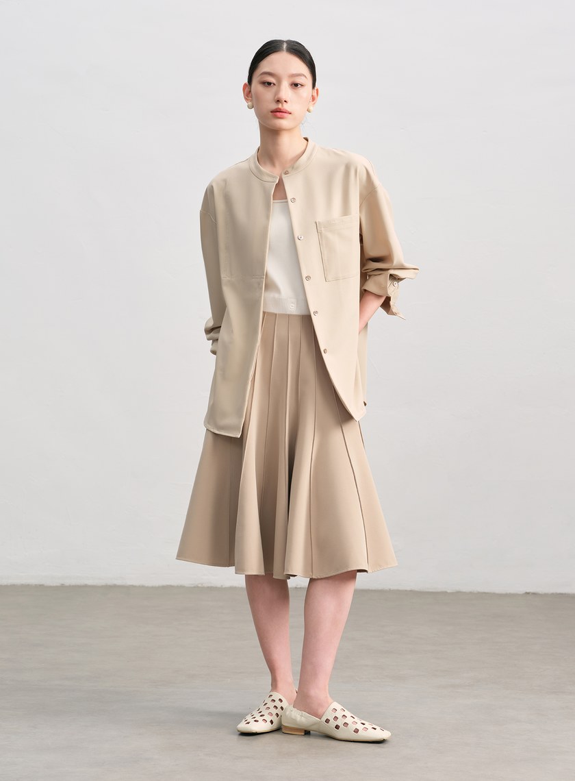 復古寬版刺繡襯衫