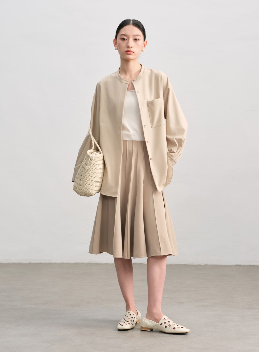 復古寬版刺繡襯衫