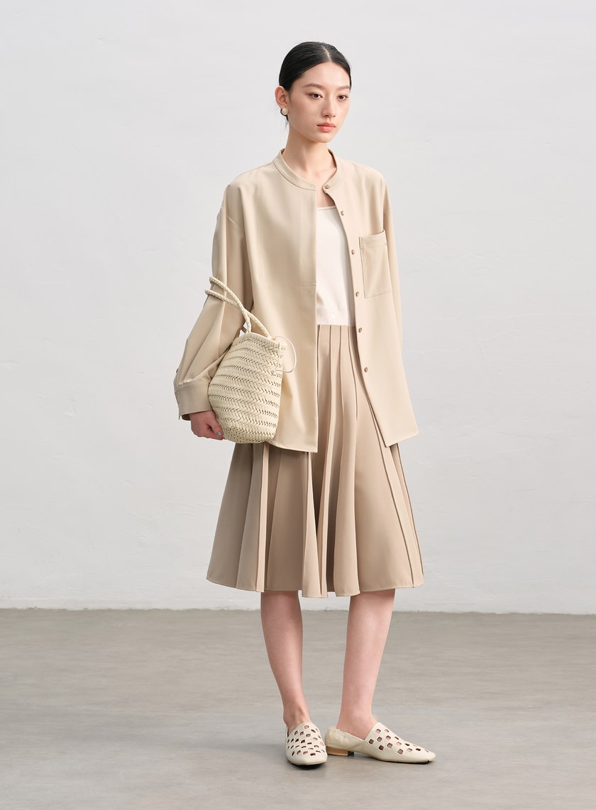 復古寬版刺繡襯衫