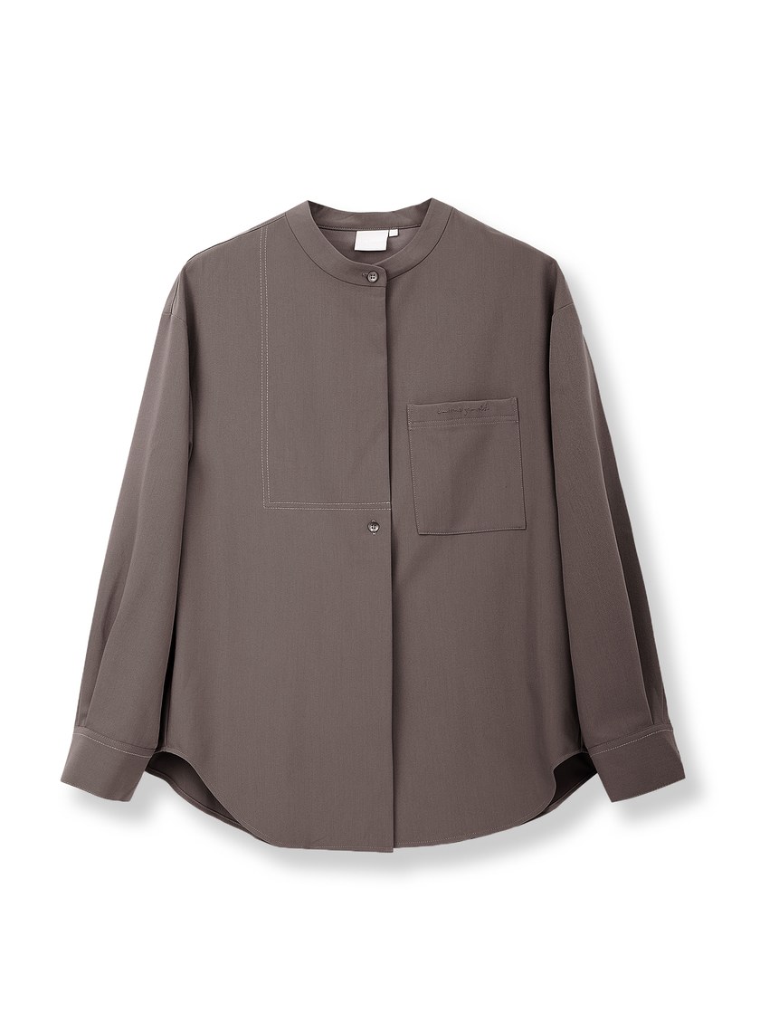 復古寬版刺繡襯衫