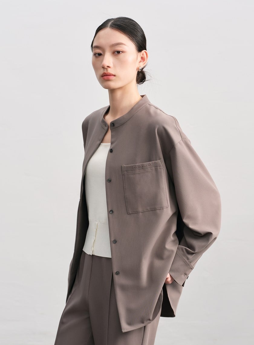 復古寬版刺繡襯衫