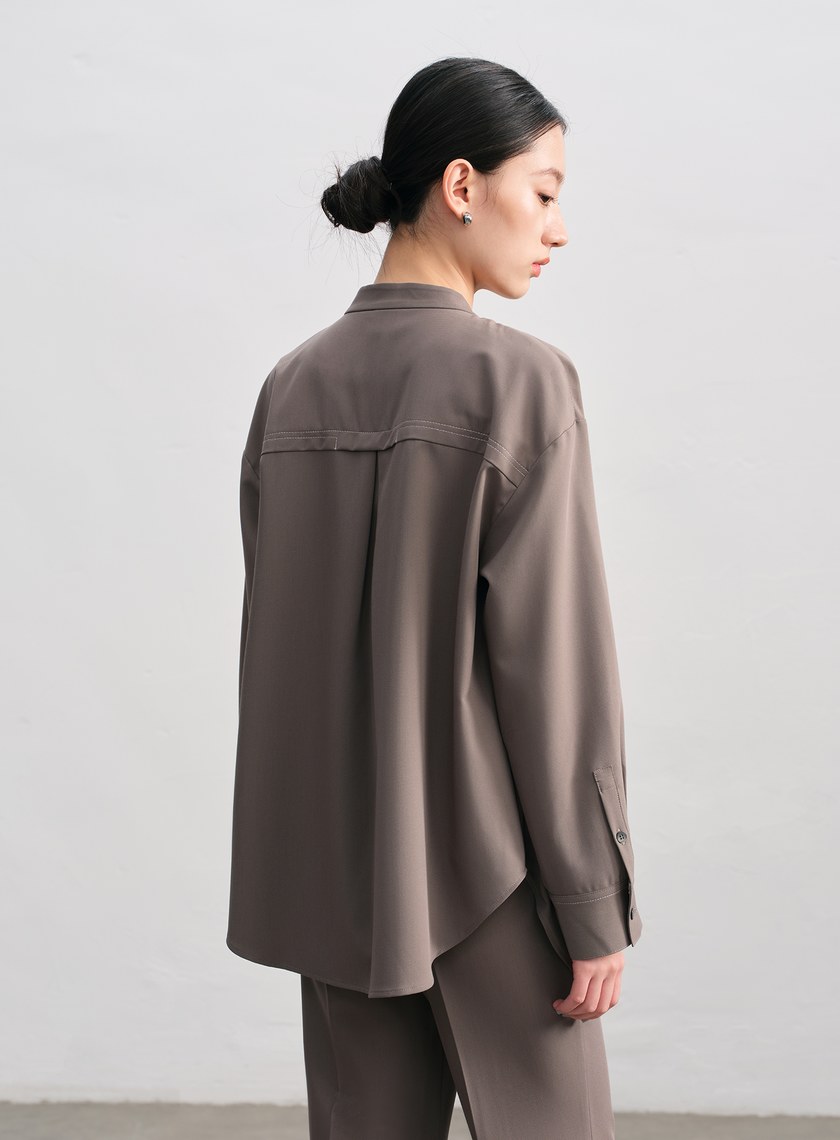 復古寬版刺繡襯衫