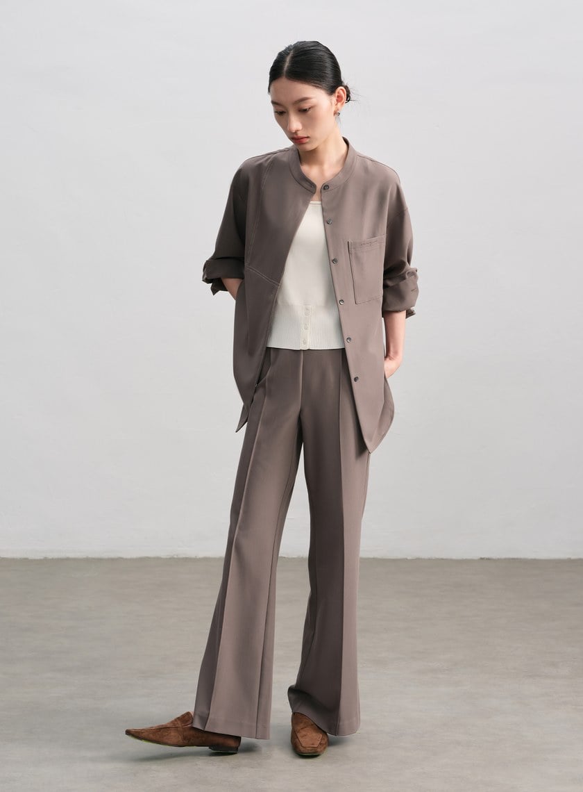 復古寬版刺繡襯衫