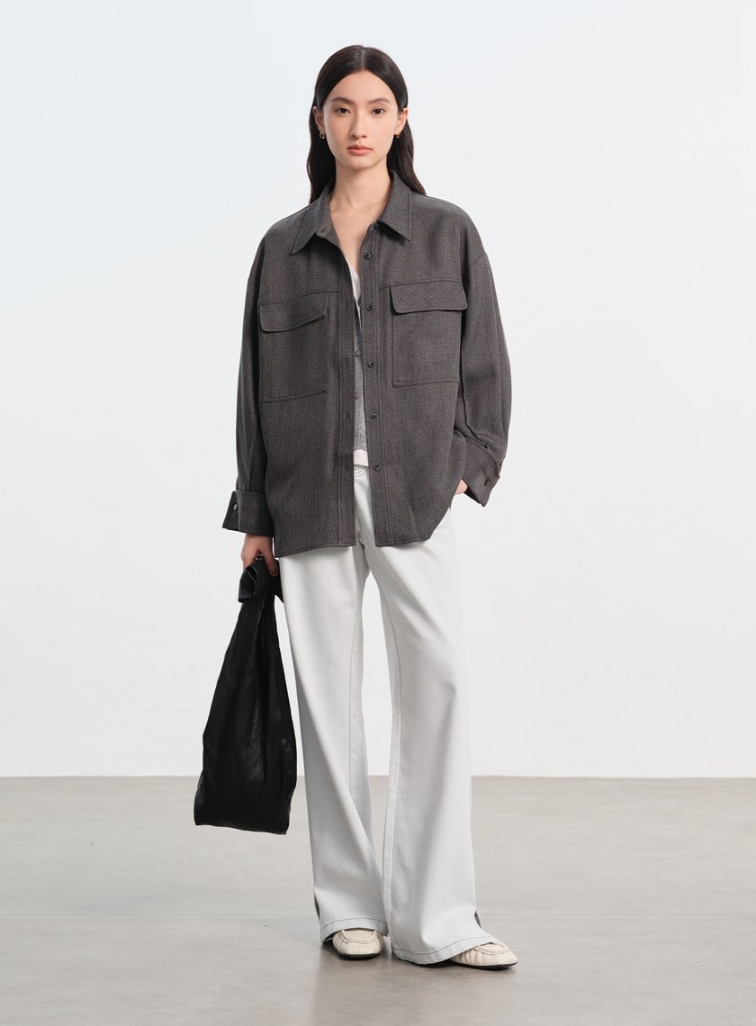 花紗提織工裝襯衫