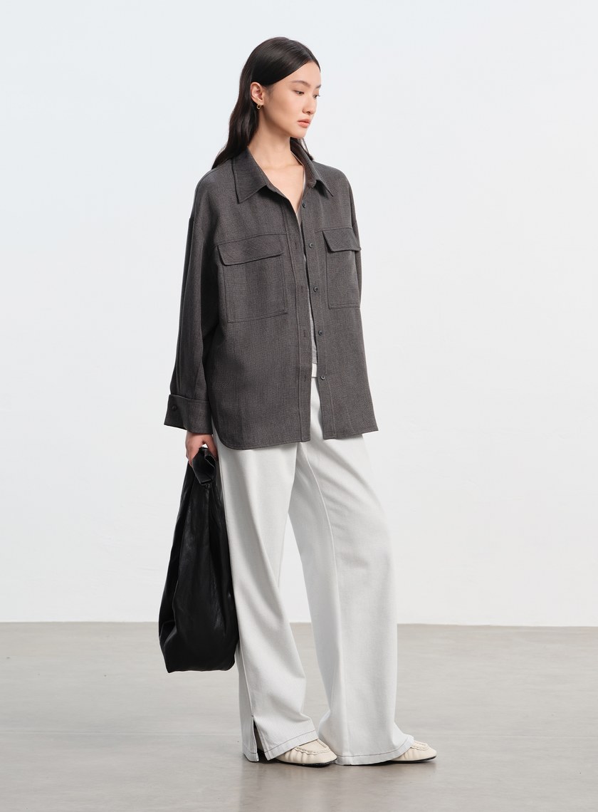 花紗提織工裝襯衫