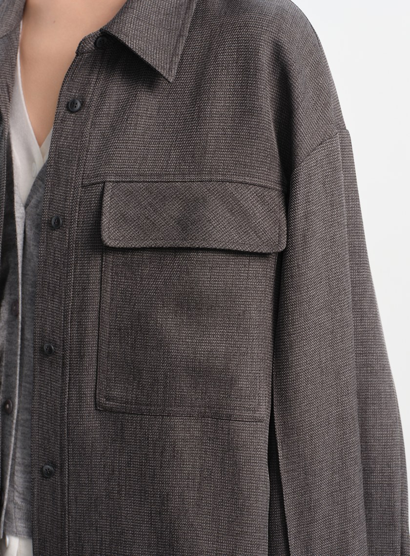 花紗提織工裝襯衫