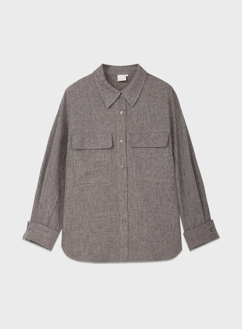 花紗提織工裝襯衫