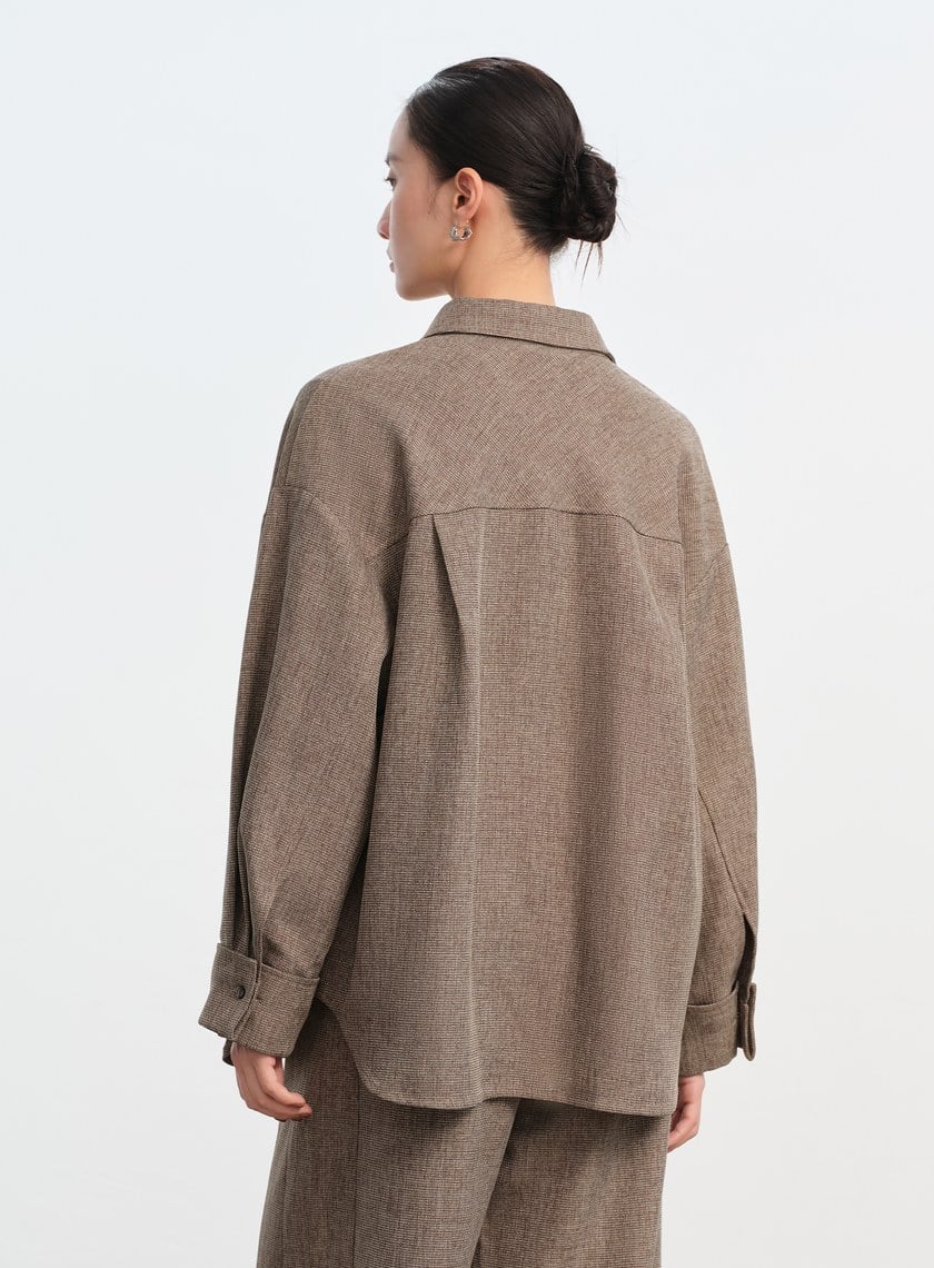 花紗提織工裝襯衫