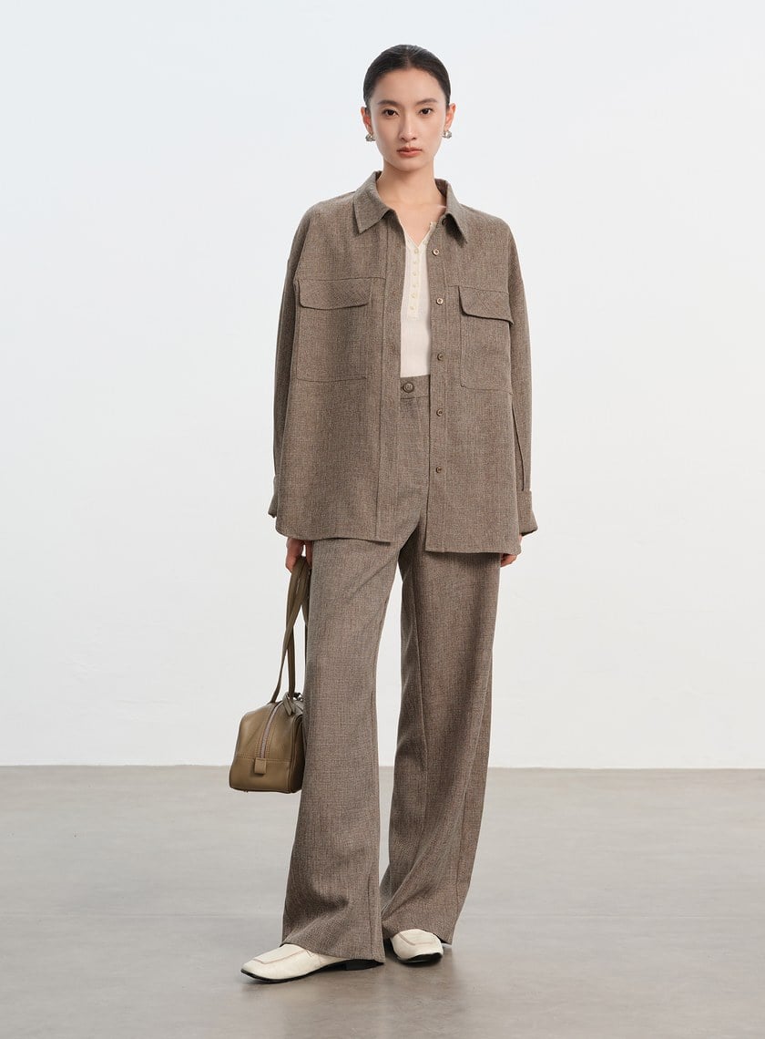 花紗提織工裝襯衫