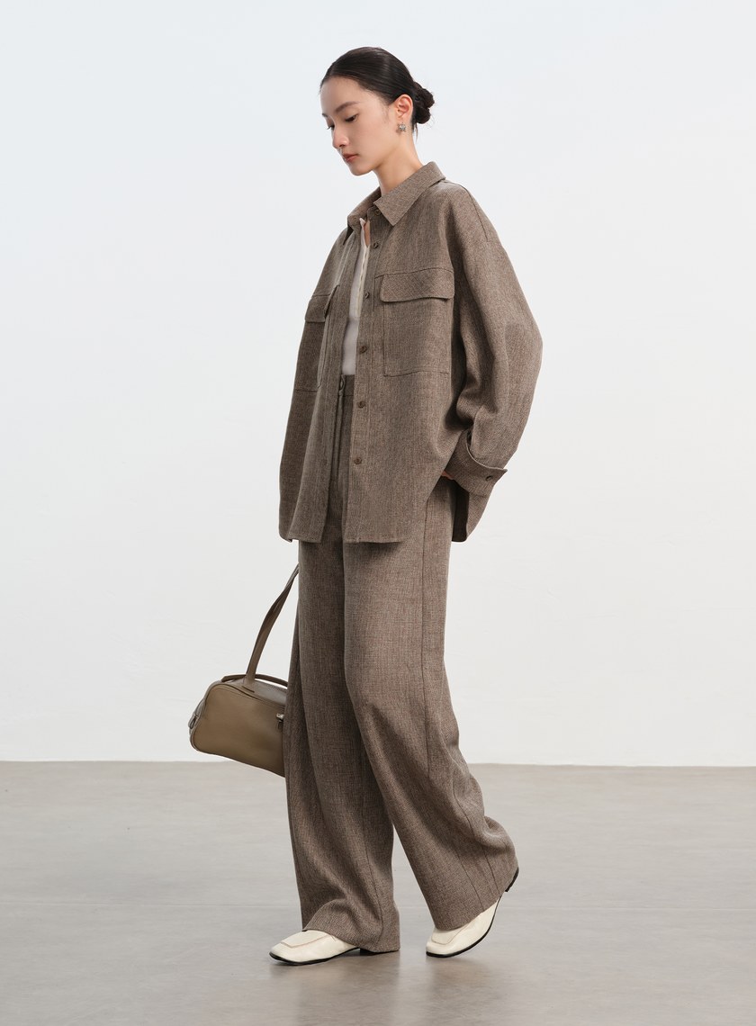 花紗提織工裝襯衫