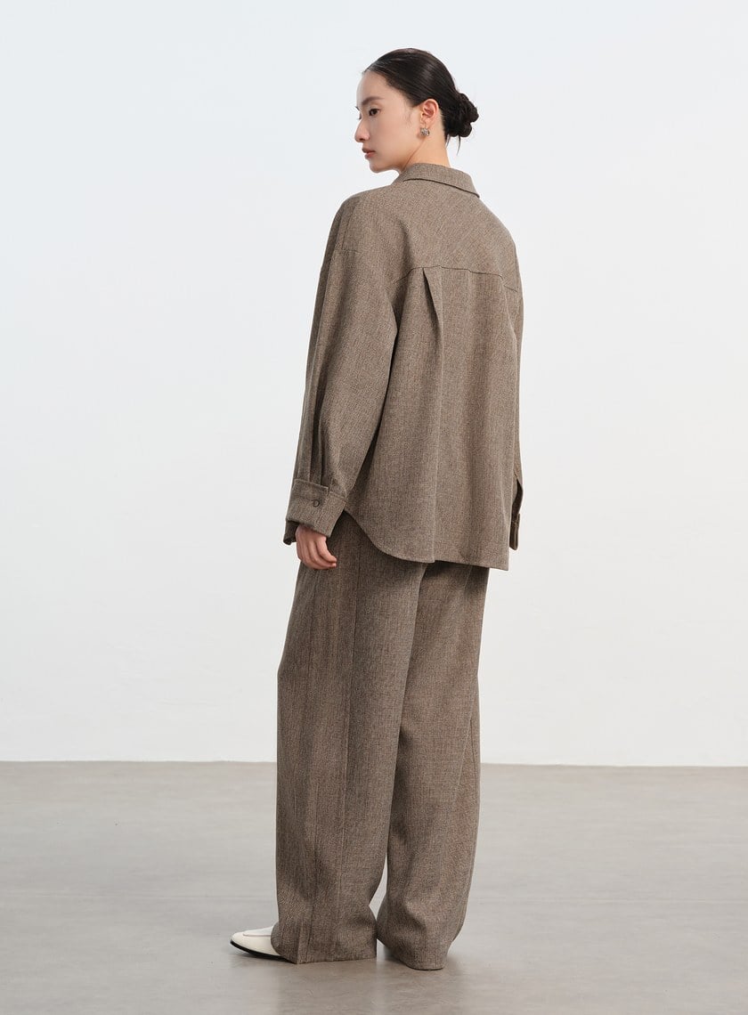 花紗提織工裝襯衫