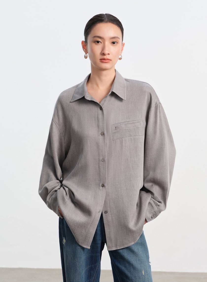 天絲羊毛寬版襯衫