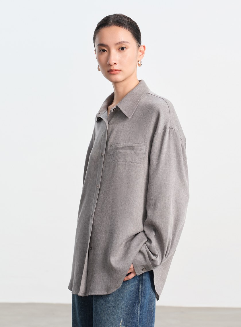 天絲羊毛寬版襯衫