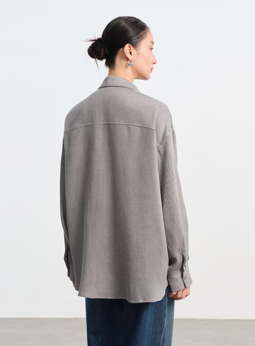 天絲羊毛寬版襯衫