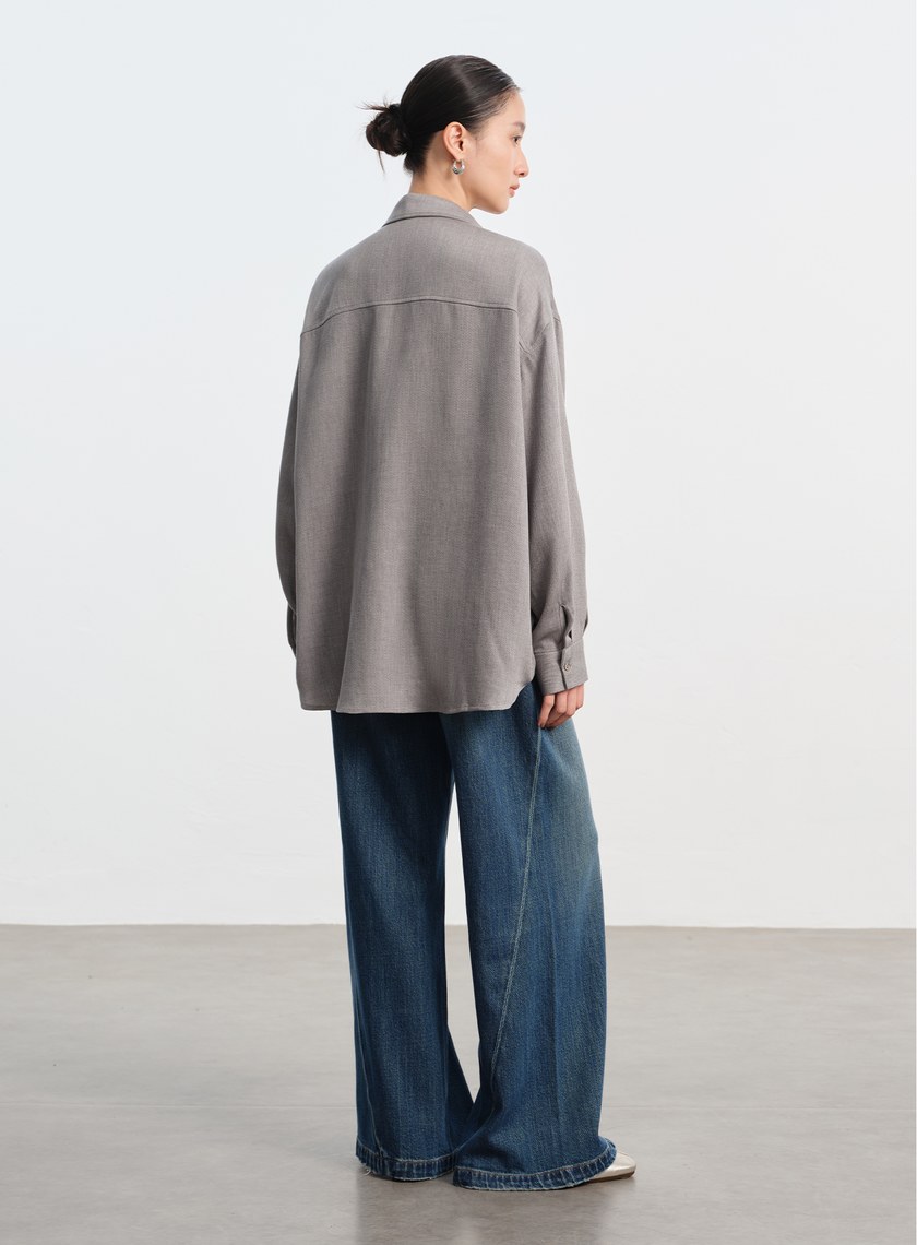 天絲羊毛寬版襯衫