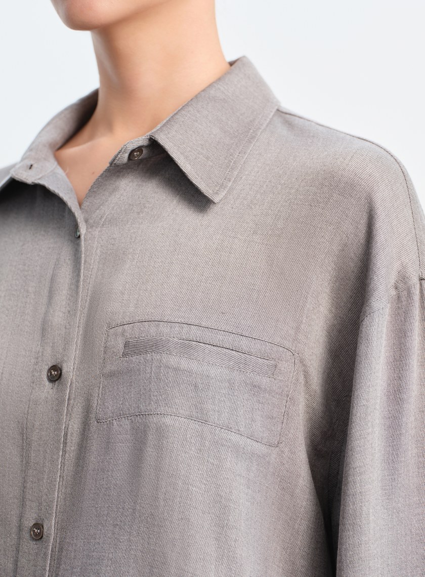 天絲羊毛寬版襯衫