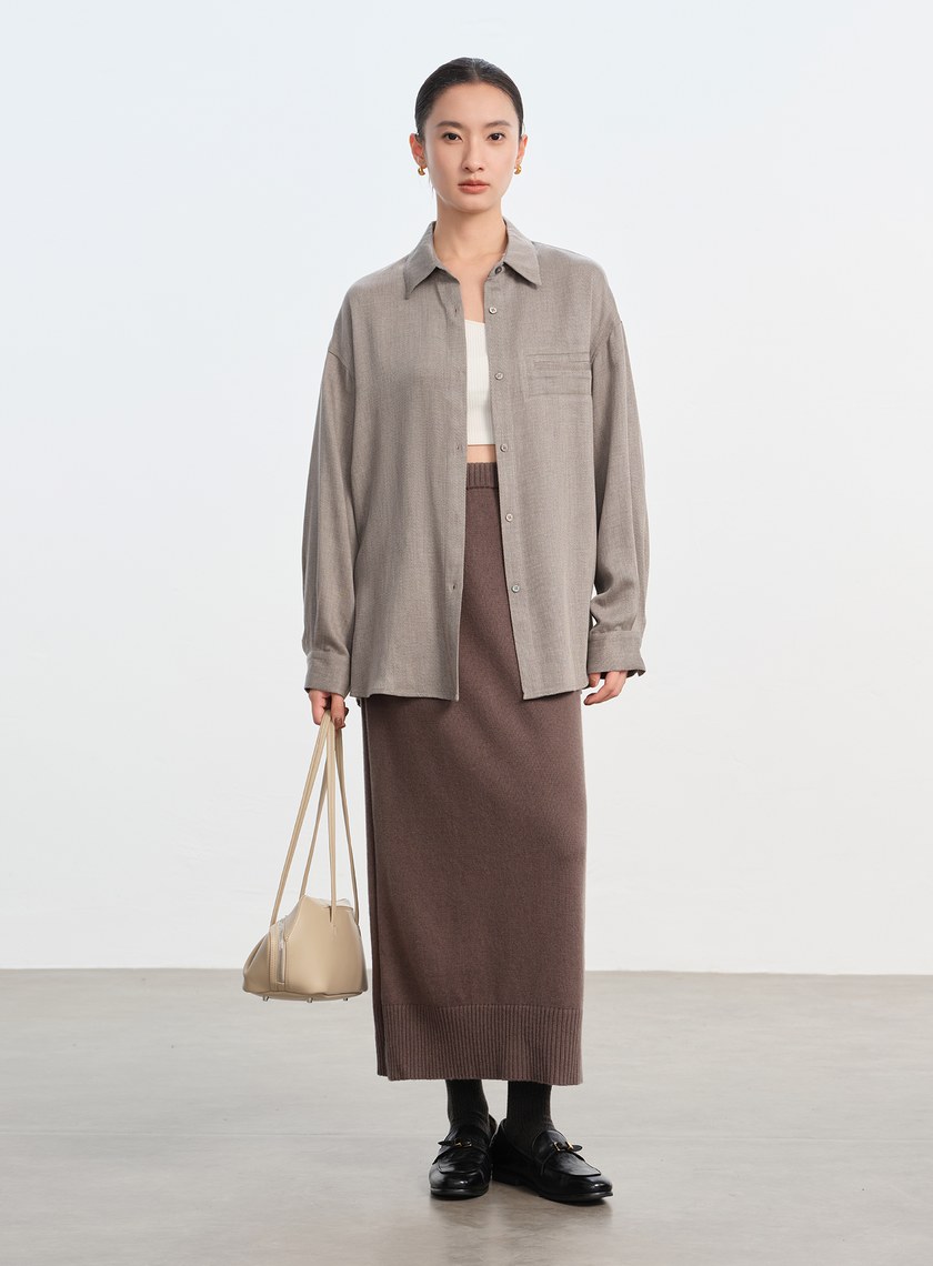 天絲羊毛寬版襯衫