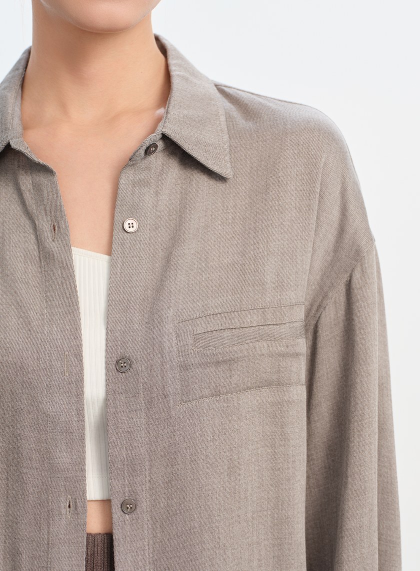 天絲羊毛寬版襯衫