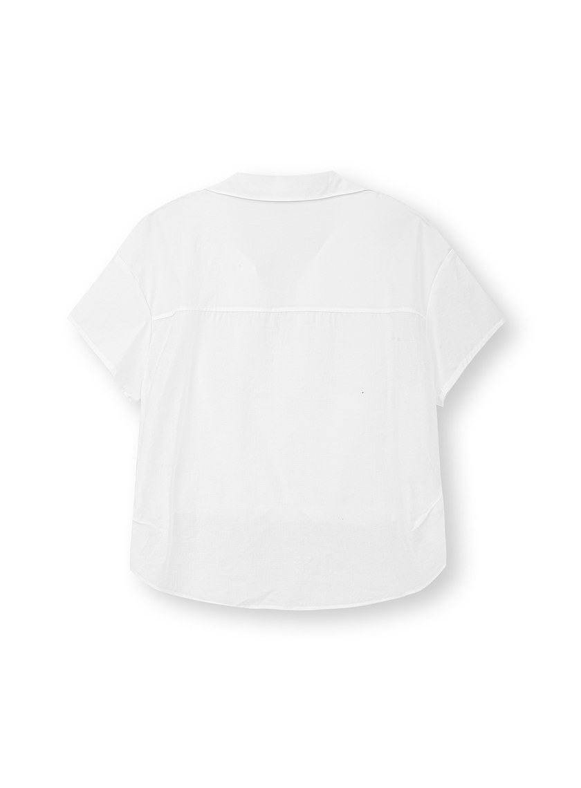 紙紗不對稱拼接襯衫