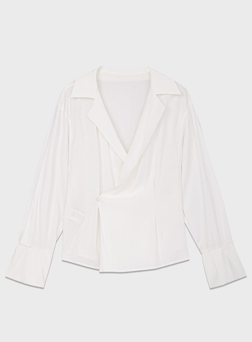 法式大翻領收腰襯衫