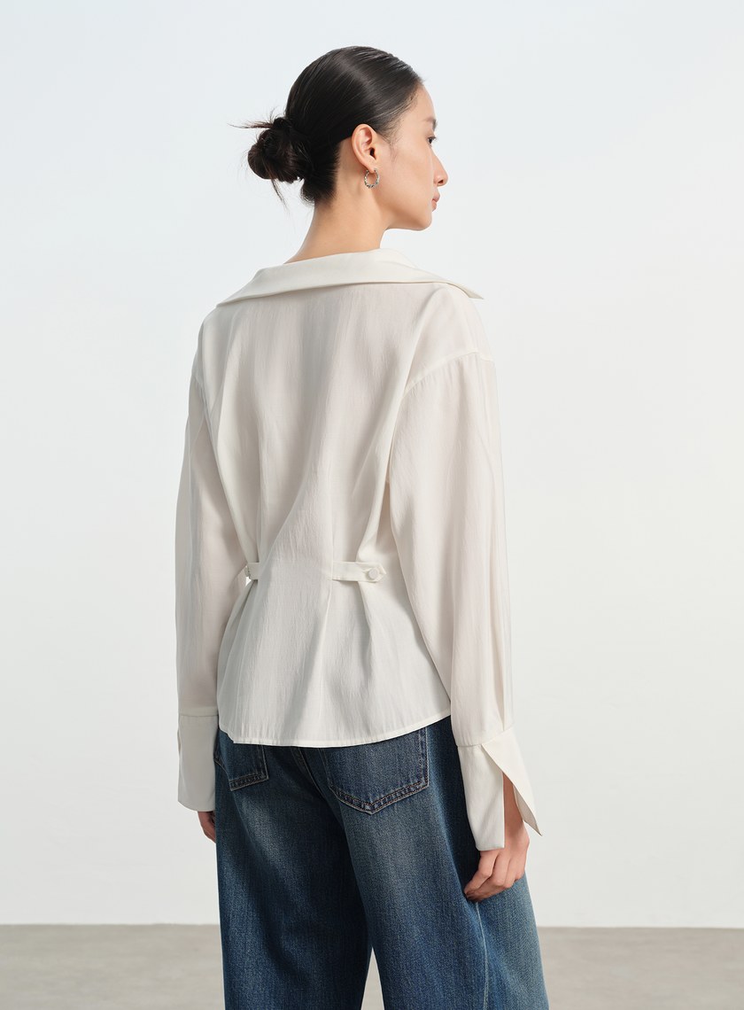 法式大翻領收腰襯衫