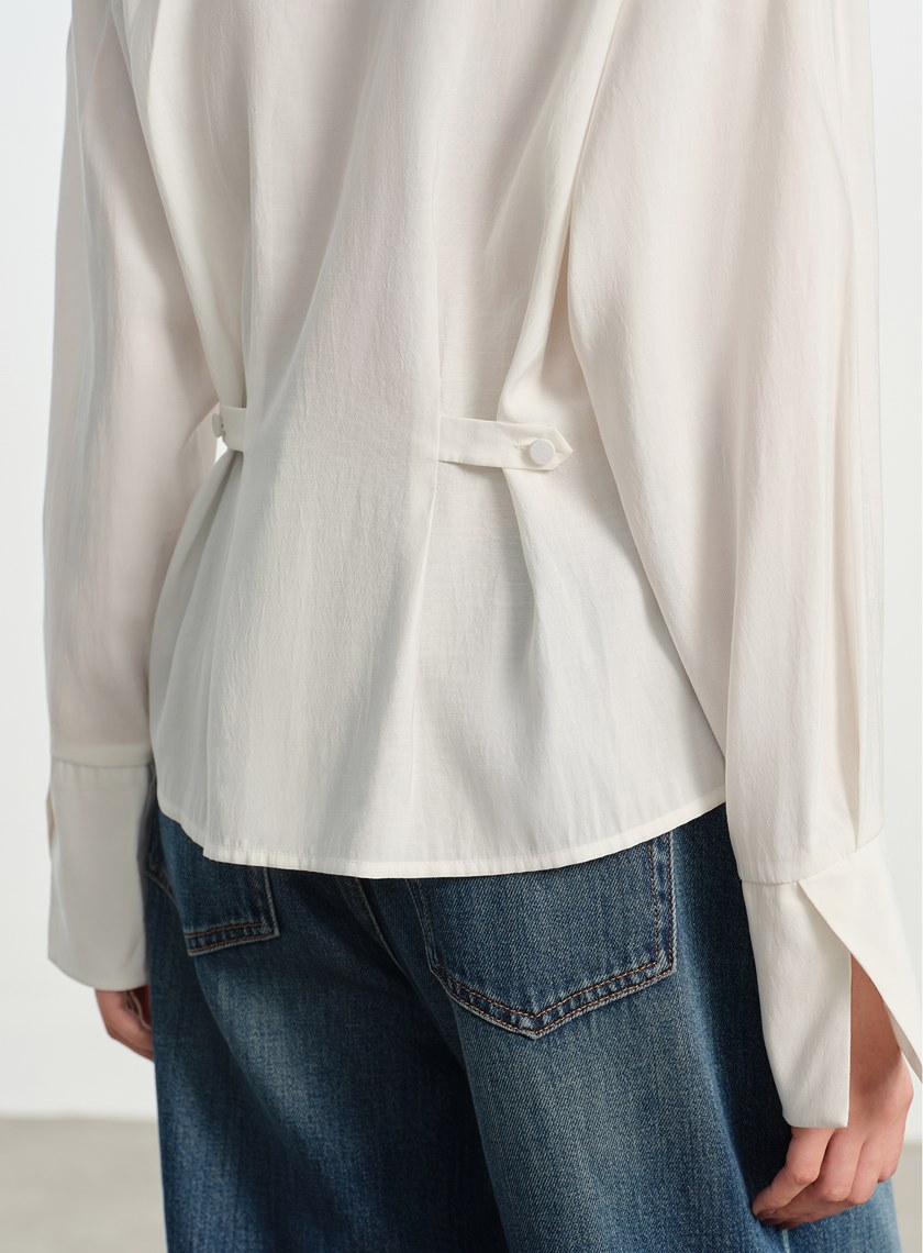 法式大翻領收腰襯衫