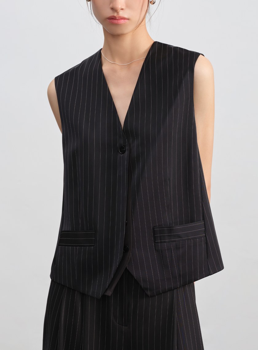 條紋Ｖ領馬甲背心