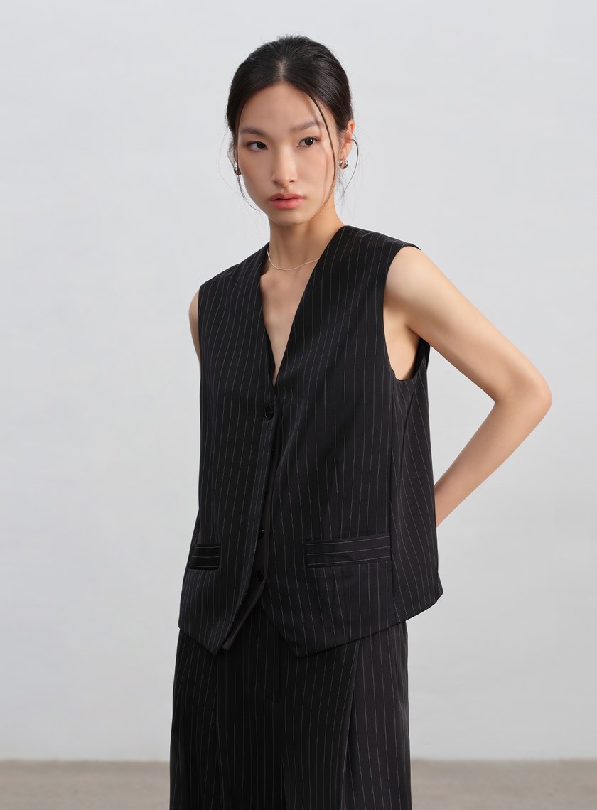 條紋Ｖ領馬甲背心