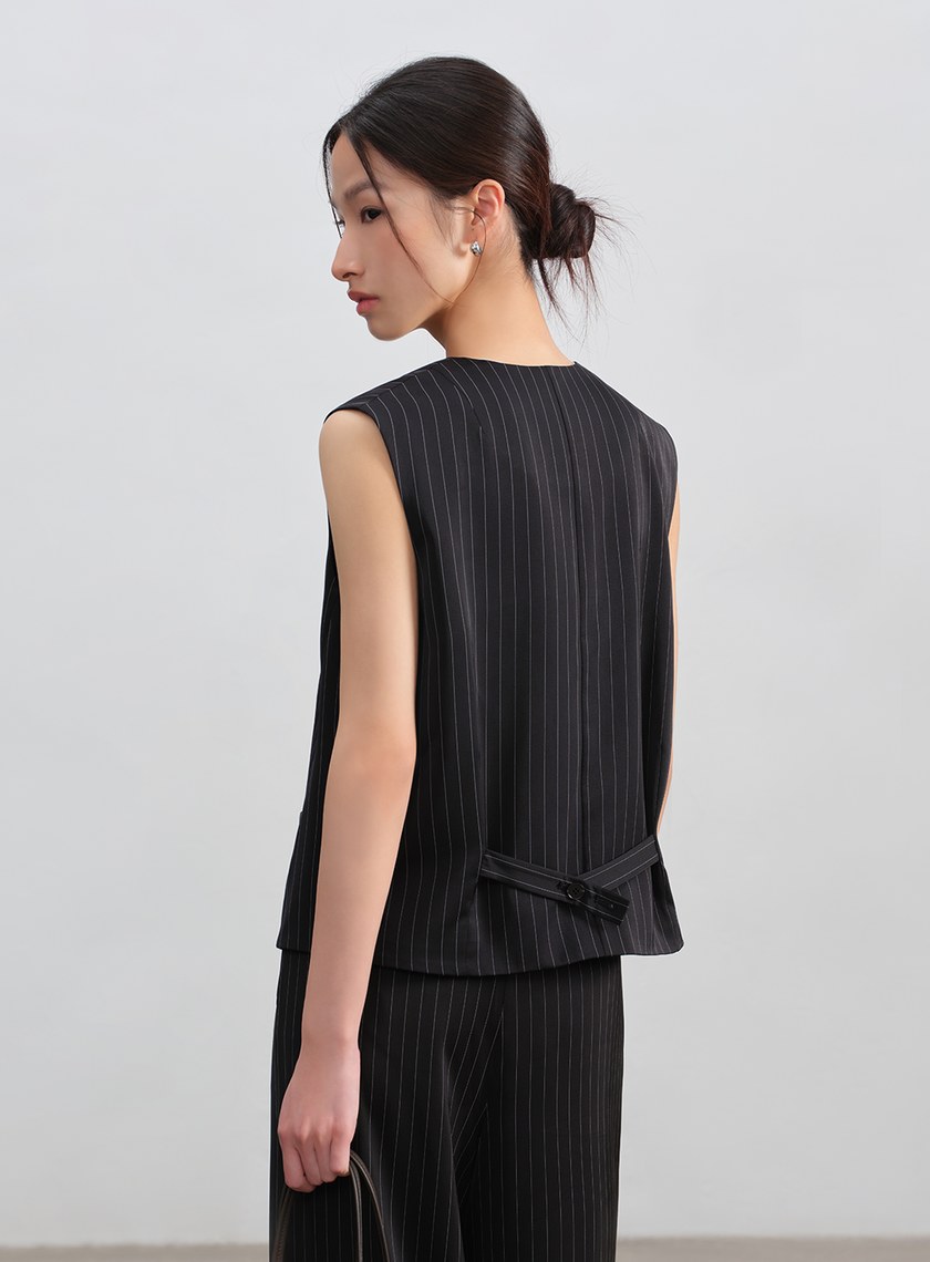 條紋Ｖ領馬甲背心
