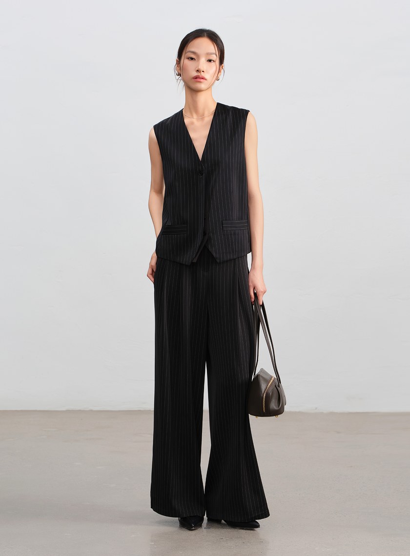 條紋Ｖ領馬甲背心