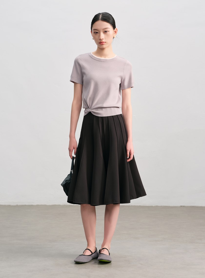 復古拼接傘狀裙