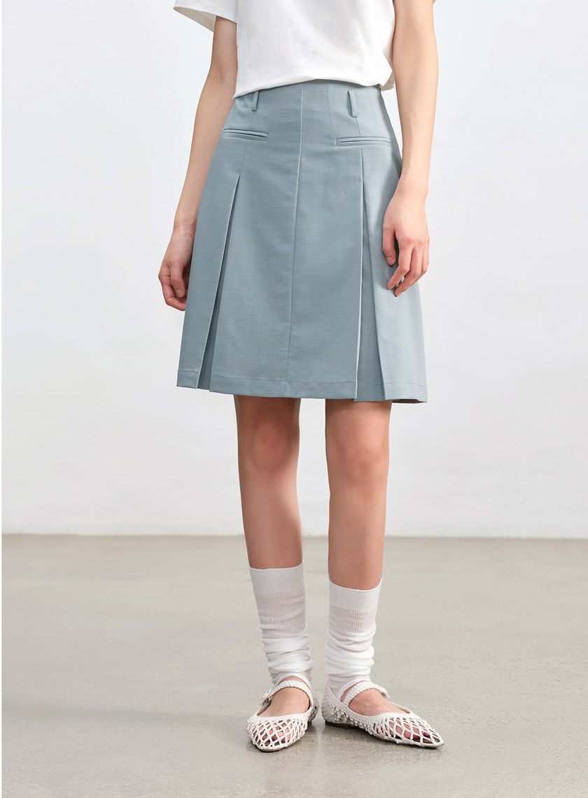 羊毛修身Ａ字裙