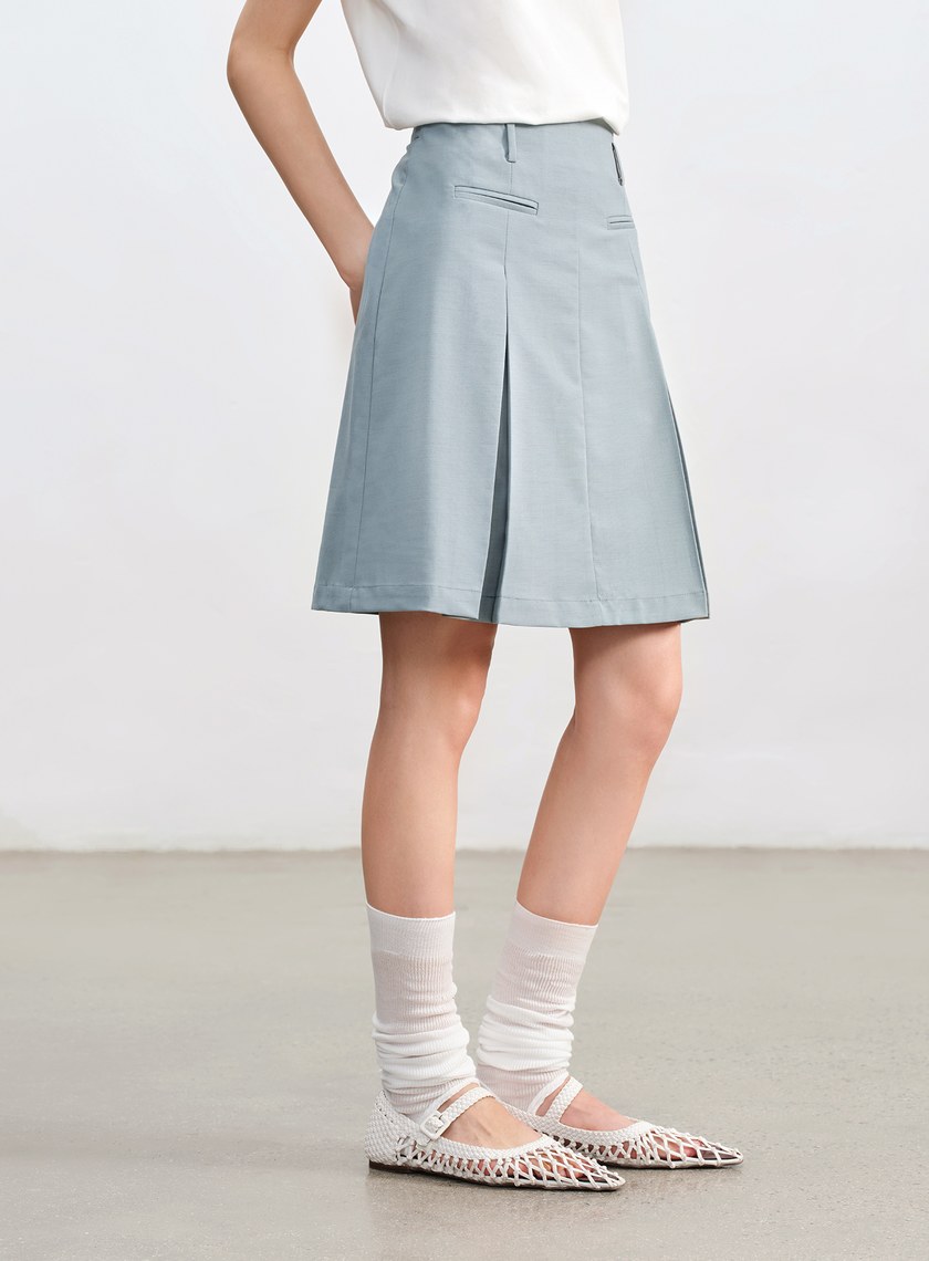 羊毛修身Ａ字裙