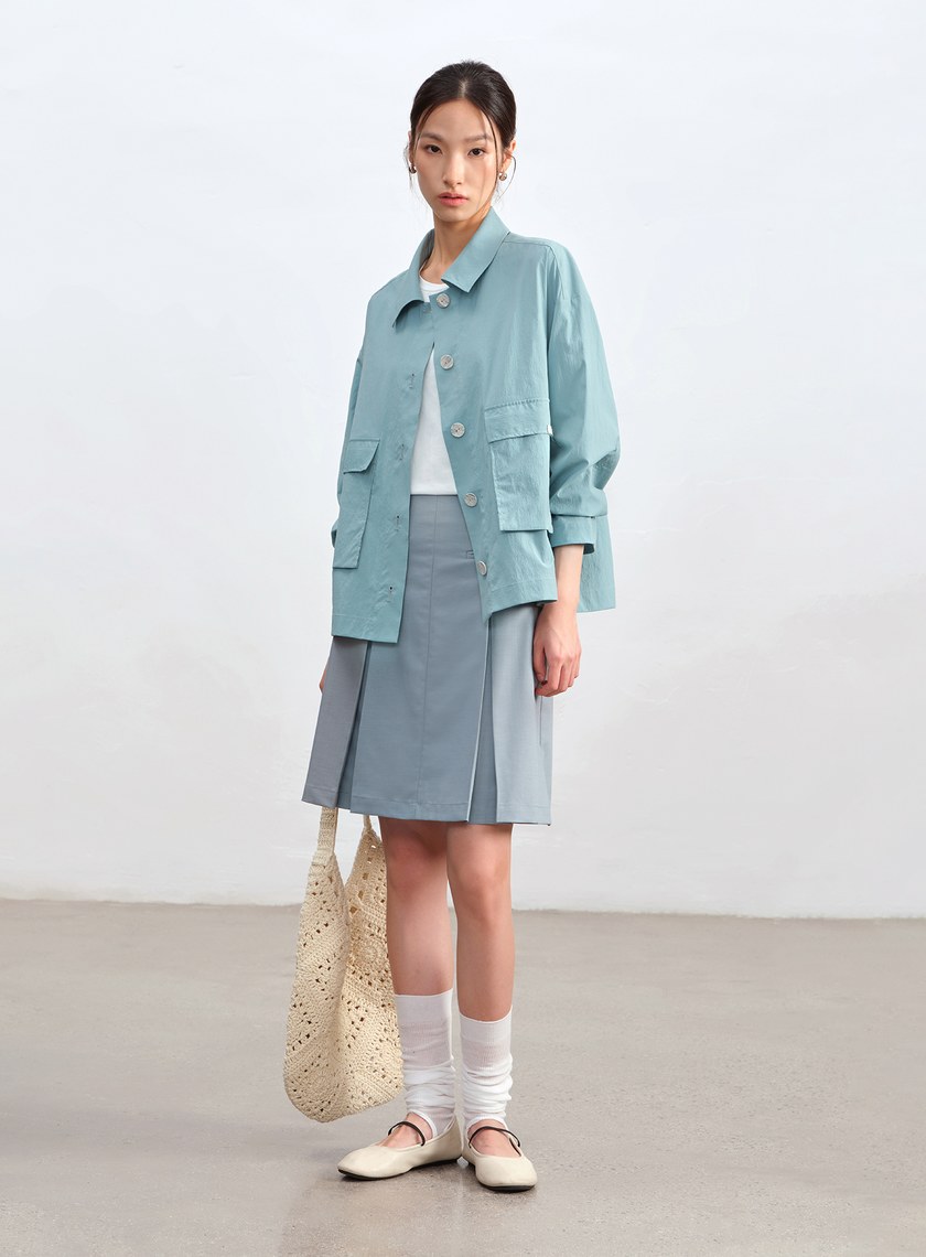 羊毛修身Ａ字裙