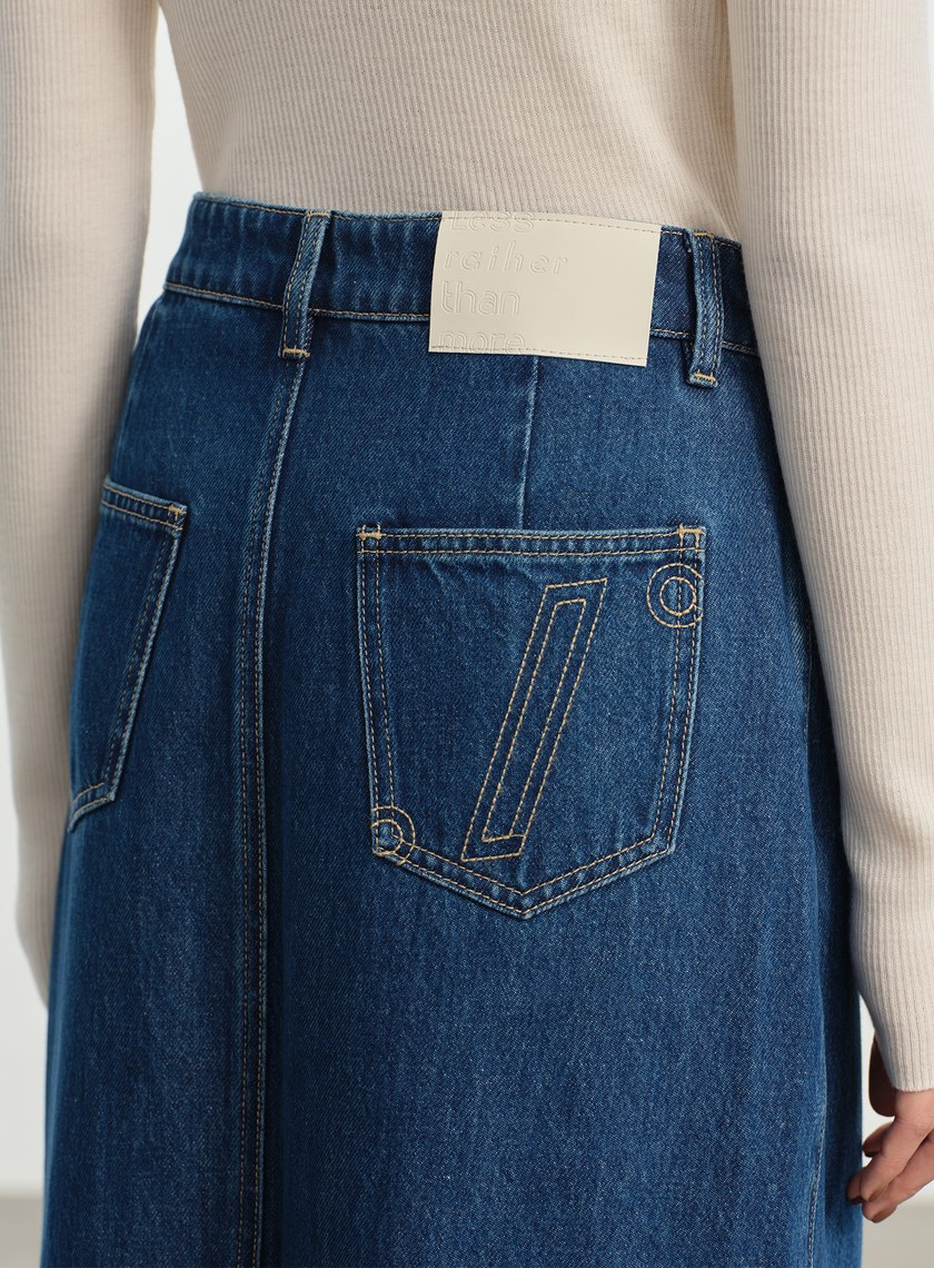 水洗感純棉牛仔長裙